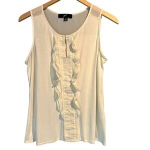 GNW Size Medium Fairy Femme Ivory Knit Blouse ruffle front basics layering